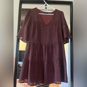 Babydoll Maroon and white polka dot dress